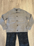 L/S SWT CARDIGAN W/COLLAR & PKTS- Grey