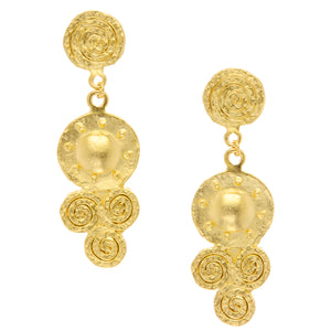 Gold Round 3 Circle Drop Earring- 1178G