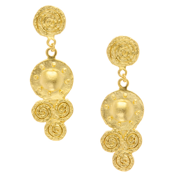 Gold Round 3 Circle Drop Earring- 1178G