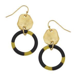 Handcast Gold and Tortoise Earrings- 1428G