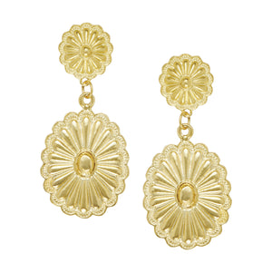 Gold Round Concho with Large Oval Concho Earrings- 1279G