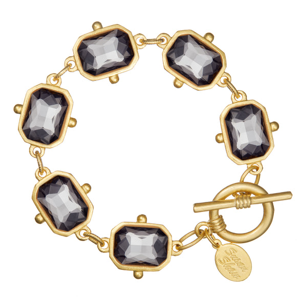 Handcast Gold Slate Grey Rectangle Crystal Bracelet- 2896S