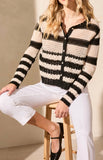 ROUND NK BTN DOWN CROCHET SWTR CARDI-Black