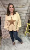 Studded Star Top- Natural