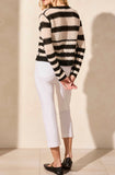 ROUND NK BTN DOWN CROCHET SWTR CARDI-Black