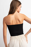 Black Ribbed Bandeau Top