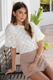 Ivory Floral Lace Puff Sleeve Top