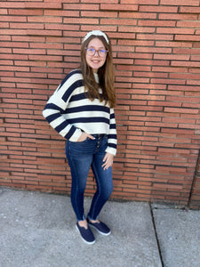 Navy Stripe Knit Sweater