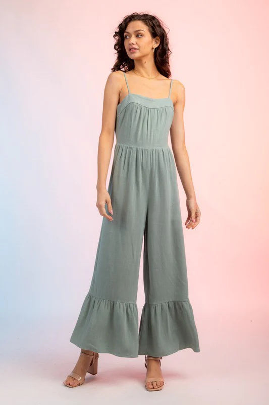 Ruffle Hem Jumpsuit Sage