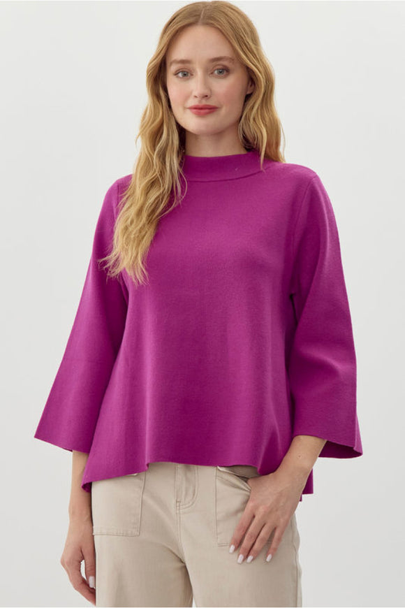 Magenta Solid Knit Sweather