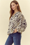 Olive Zebra Print Top