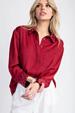 Wine Studded Button Down Top