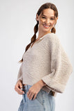 Oatmeal Textured V-Neck Sweater