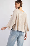 Oatmeal Textured V-Neck Sweater