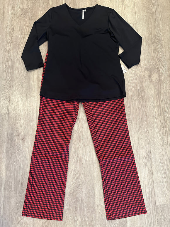 Red Houndstooth Printed Millennium Pants