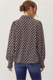 Black Geometric Print Top