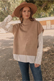 Taupe Ribbed Knit Mock Neck Top