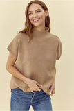 Taupe Ribbed Knit Mock Neck Top