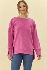 Magenta Washing Cotton Sweatshirt