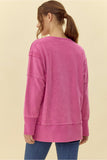 Magenta Washing Cotton Sweatshirt