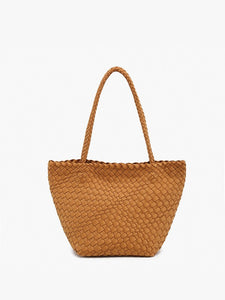 Ava Handwoven Convertible Bucket Bag/Tote- Brown