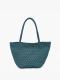 Ava Handwoven Convertible Bucket Bag/Tote- Teal