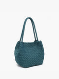 Ava Handwoven Convertible Bucket Bag/Tote- Teal