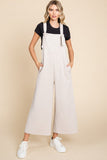 Beige Textured Overalls