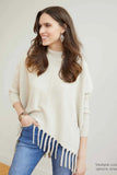 HEAVENLY-LUXE FLOWY MOCK NECK FRINGE SWEATER- Oatmeal