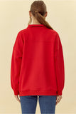 Red Textured Half Zip Pullover