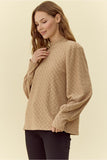 Taupe Textured Mock Neck Top