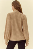 Taupe Textured Mock Neck Top