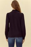 Black Textured Mock Neck Top