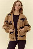 Taupe Animal Print Knit Cardigan