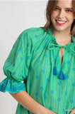 Green Embroidery Ruffle Dress