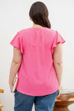 Flutter Sleeve Woven Top-Lt Fuchsia