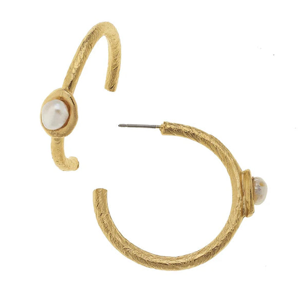 Pearl Accent Hoops- 1166