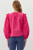 Jodifl Pink Top w/ Ribbon-Tie Neck