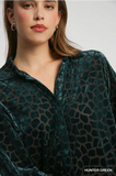 Umgee Burnout Animal Velvet Top- Hunter Green