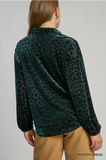 Umgee Burnout Animal Velvet Top- Hunter Green