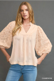 Umgee High Neck Satin Top- Champagne