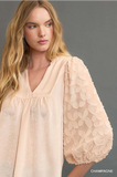 Umgee High Neck Satin Top- Champagne