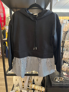 Black Detailed Hoodie