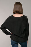 L/S LUREX V-NECK SWEATER- Black