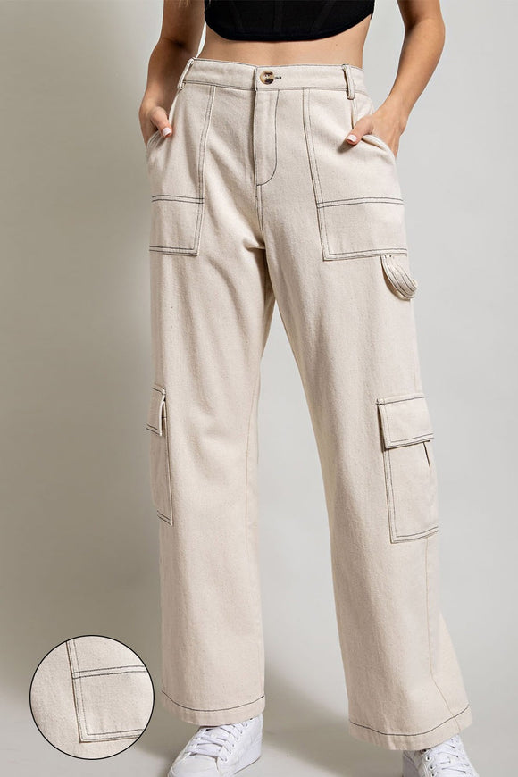 Oatmeal Cargo Straight Pants