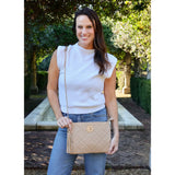 Madelyn Clutch/Crossbody Tan Quilted Ld P38806