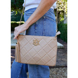 Madelyn Clutch/Crossbody Tan Quilted Ld P38806