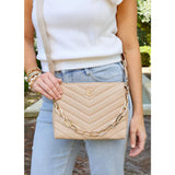 Ariana Crossbody Tan V Quilted P34519