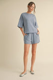 Denim Short Set w/ U-Neck