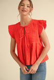 Tomato Red Poplin Top